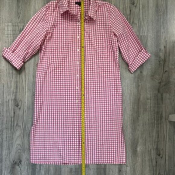 F. by Faconnable Pink Gingham Midi Shirt Dress Button Down Cotton Blend Size XL - Picture 4 of 12